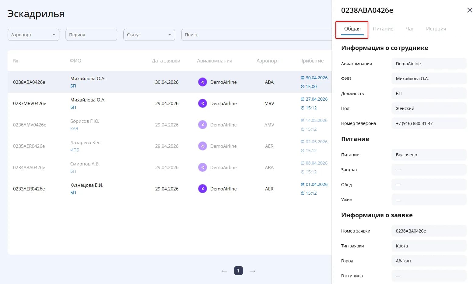 Обзор экрана "Эскадрилья"